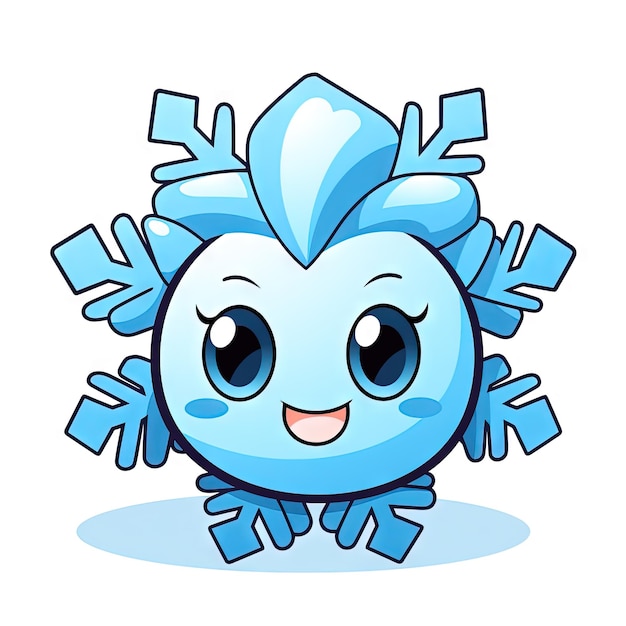 Photo kawaii snowflake with cute eyes and smile in japanese anime style