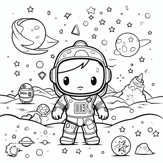 Kawaii Space Coloring for Kid