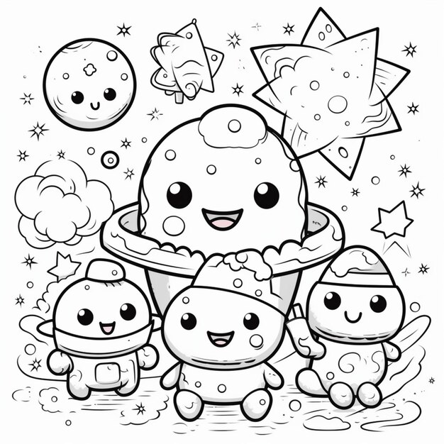 Kawaii Space Coloring for Kid