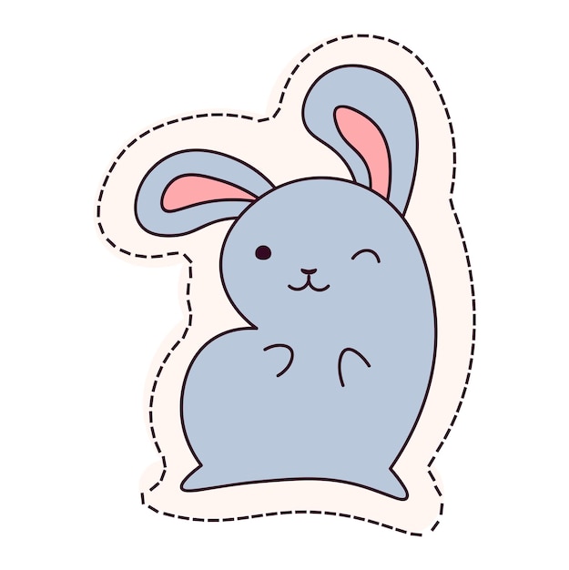 Kawaii sticker of colorful set This charming stickerstyle illustration of a rabbit