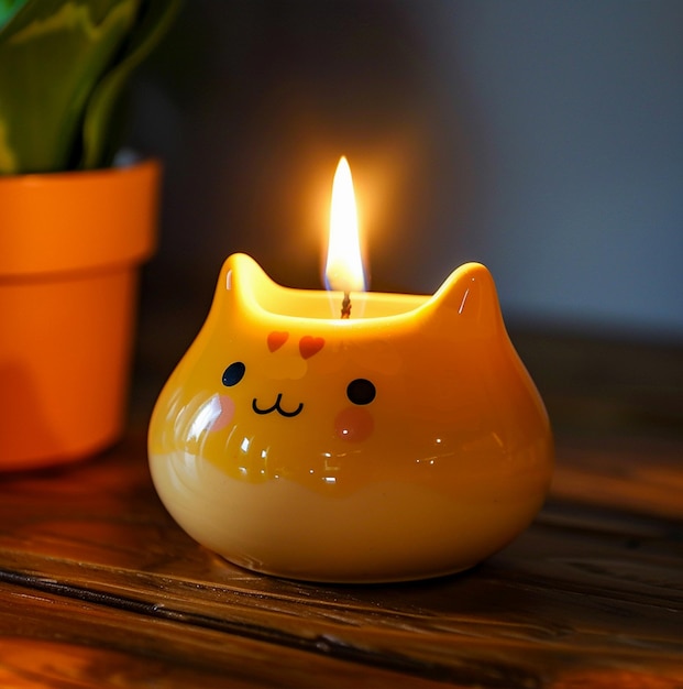 Kawaii style candle with a small flame