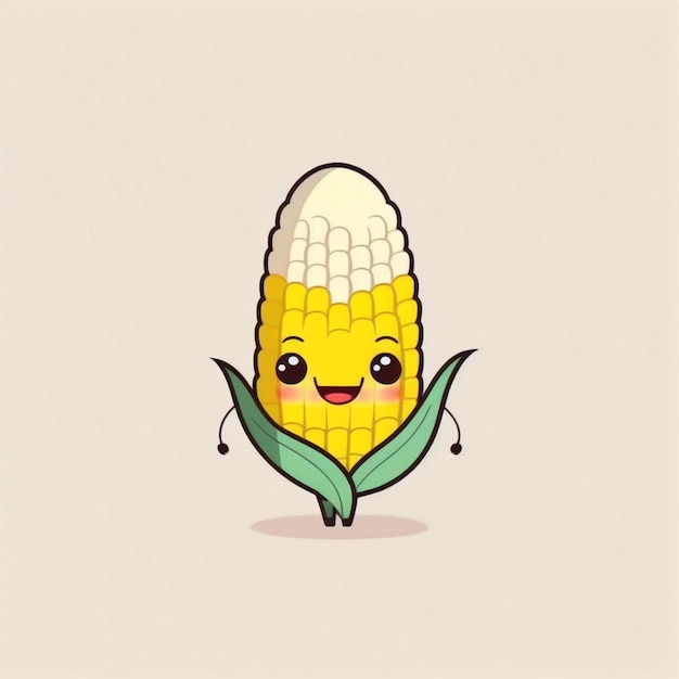 Kawaii sweetcorn funny vegetables cartoon character vector illustration