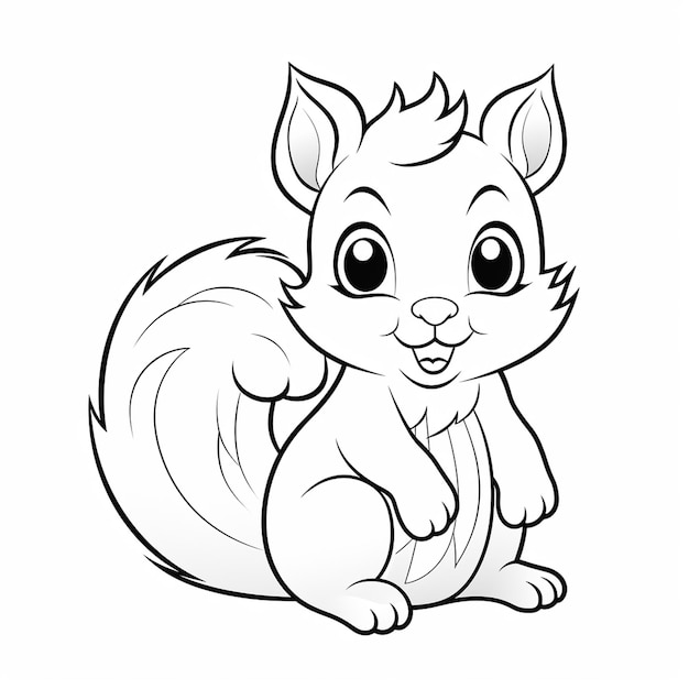 Photo kawaii very simple animal coloring page for kids black outline