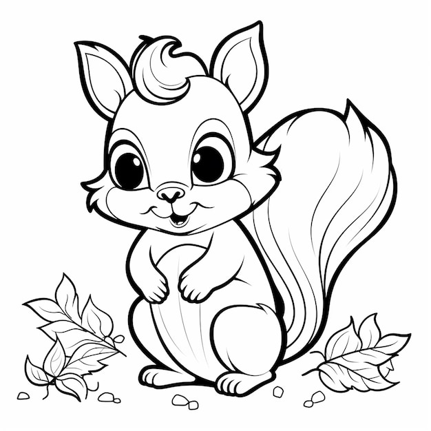 Photo kawaii very simple animal coloring page for kids black outline