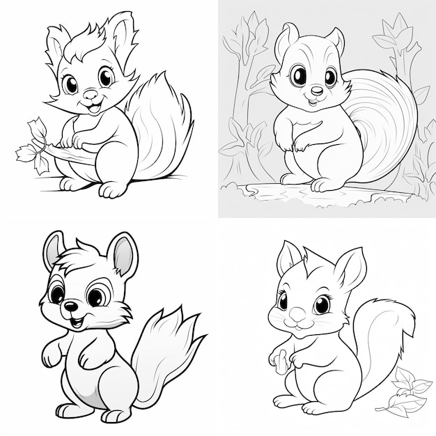 Photo kawaii very simple animal coloring page for kids black outline