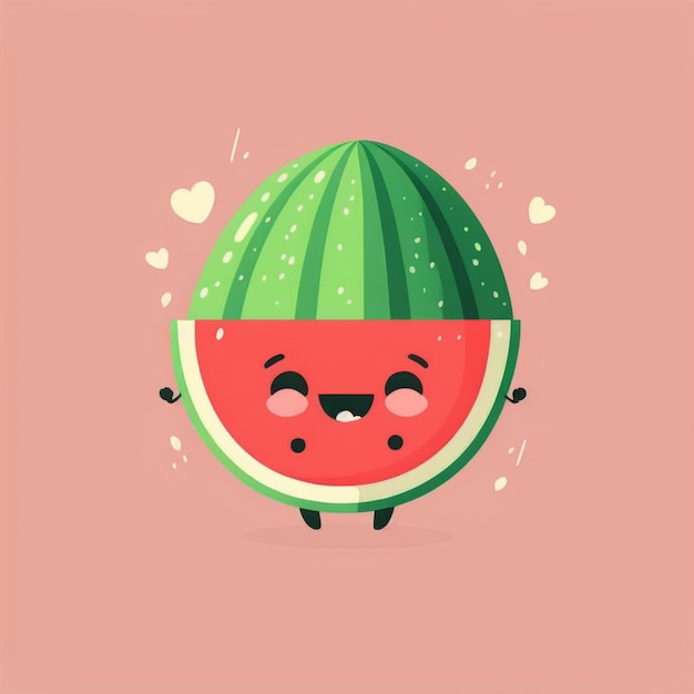 Photo kawaii watermelon funny vegetables cartoon character vector illustration