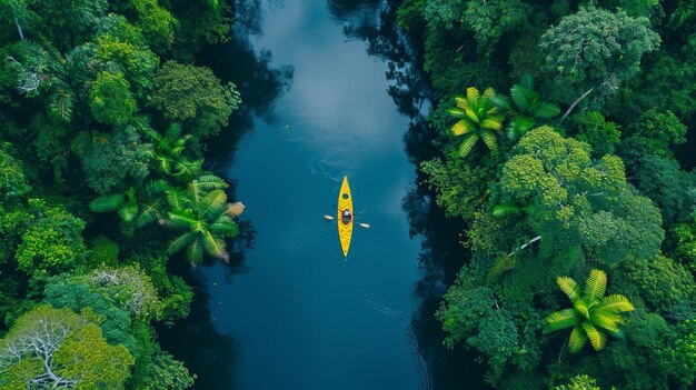 Kayak amidst serene waters is ai generative