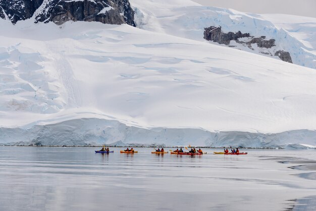 Kayaking in Antarctic sea