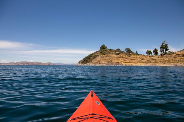 Kayaking on lake titicaca in peru