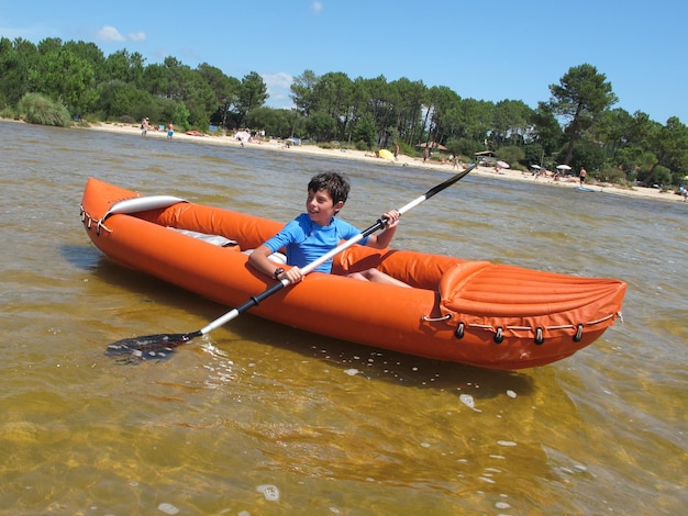 Kayaking on a lake