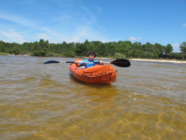 Kayaking on a lake