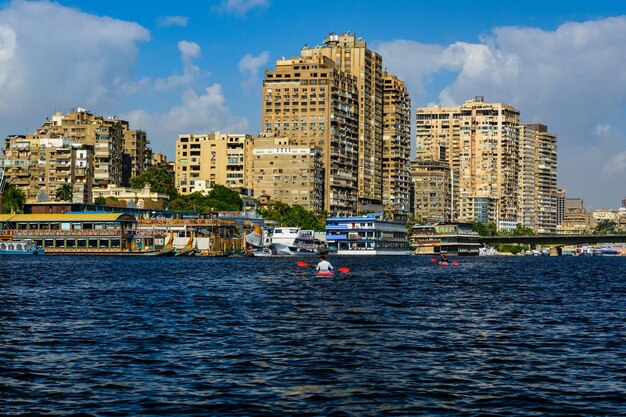 Kayaking on the Nile river in Cairo city Egypt Summer vacation