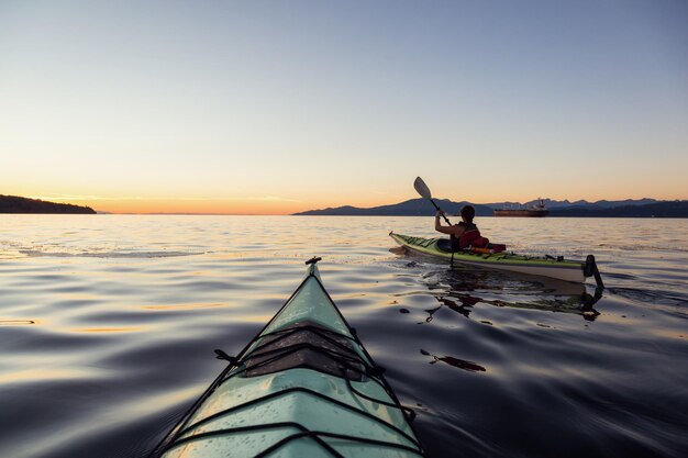 Kayaking during Sunset