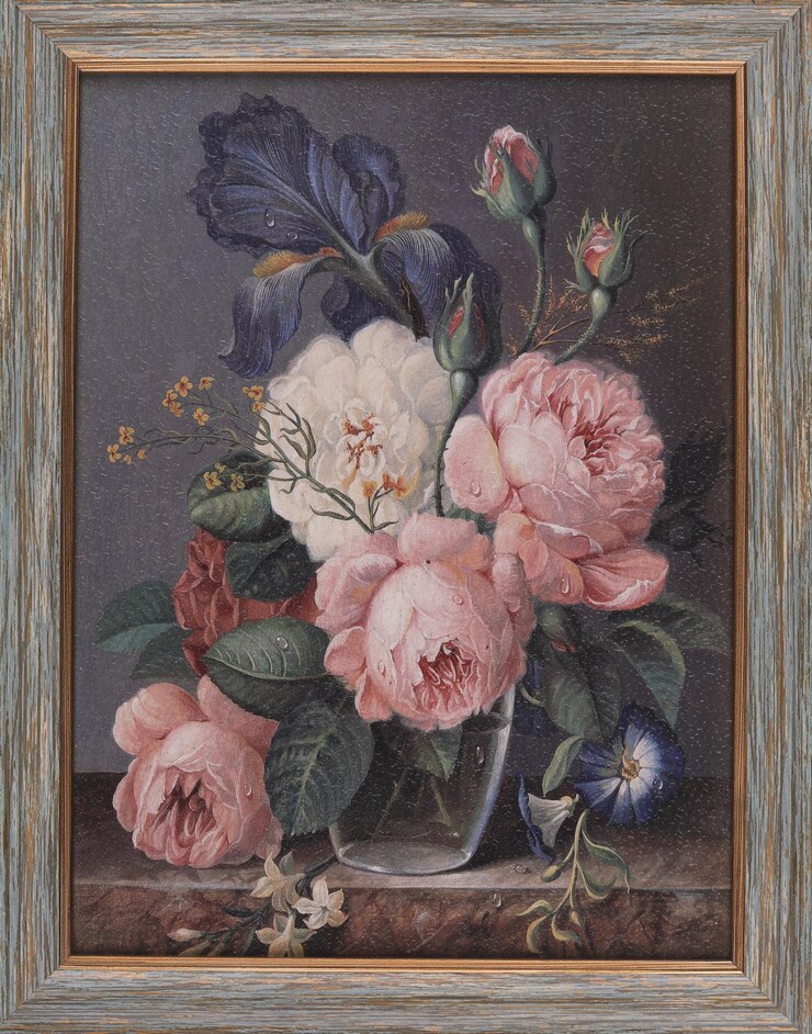 Kazachstan, Almaty, 24 januari 2023 stilleven met waterverf bloemenpatroon