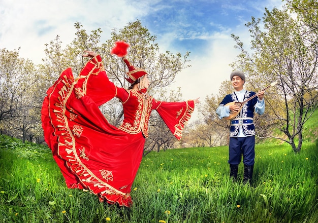 Kazakh couple in traditional costume