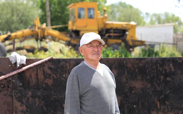 Kazakh old man portrait of an asian old male farmer