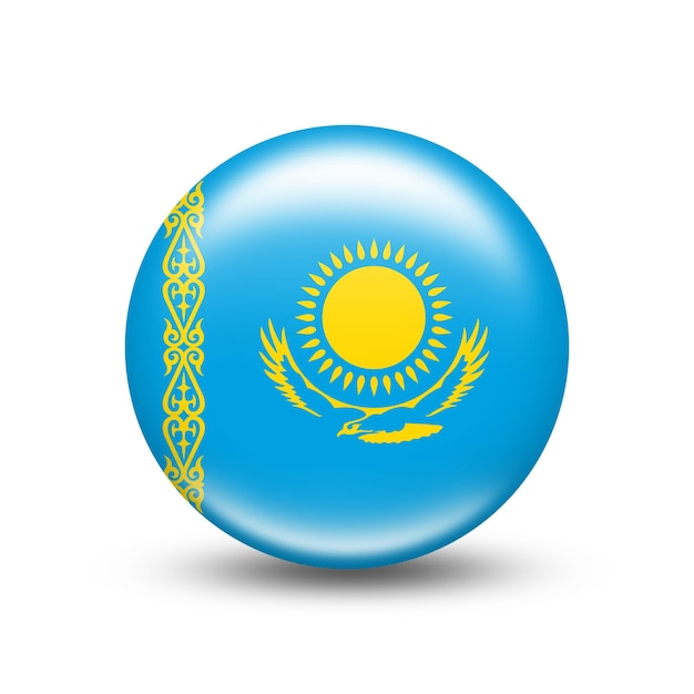 Photo kazakhstan country flag in sphere with white shadow - illustration