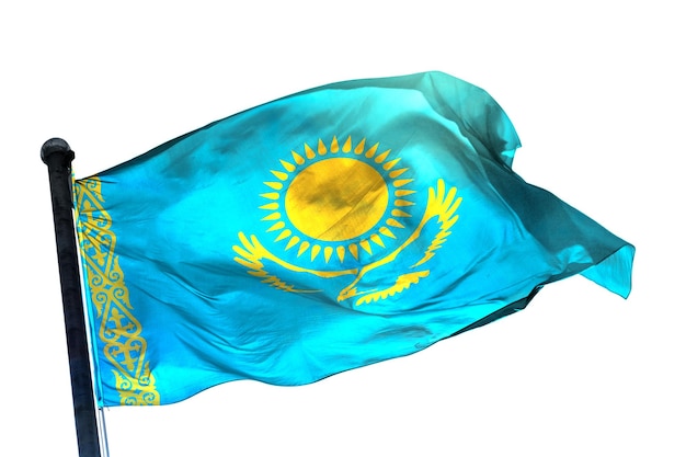 Photo kazakhstan flag on a white background image