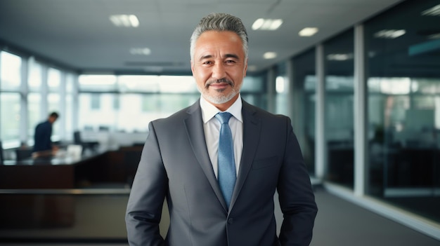 Kazakhstan mature businessman standing relaxation in the office