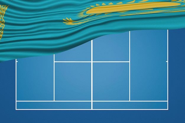 Kazakhstan Wavy Flag Tennis Court Hard court