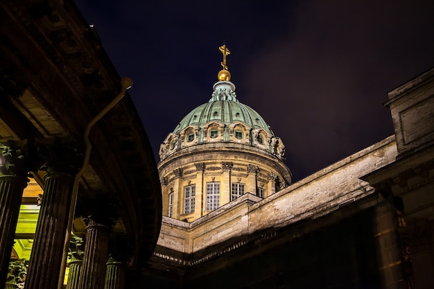 Kazansky cathedral at night SaintPetersburg Russia