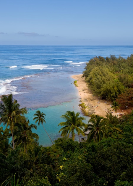 Ke'e strand op Kauai vanaf trail