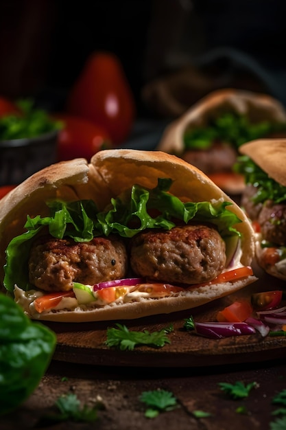 Kebab kofta in pita bun