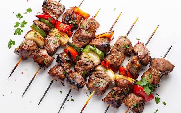 Kebab Skewers On White Background