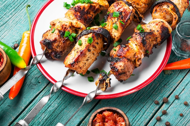 Kebab on skewers