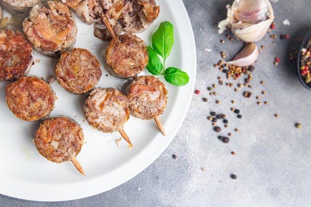 kebab slachtafval vlees varkensvlees Troyes eten vers gerecht gezonde maaltijd eten snack op tafel kopieer ruimte eten