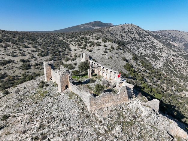 Keci Kalesi, Selcuk, Izmir, Turkije. Het oude kasteel van het geitenkasteel.