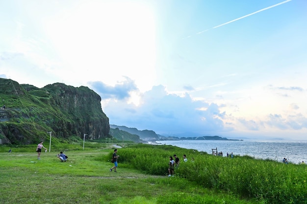 Keelung City Taiwan SEP 14 2019 People in the Chaojing Park