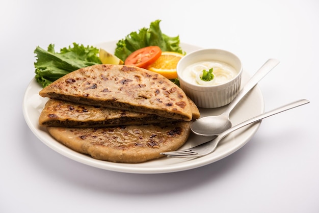 Premium Photo | Keema paratha chicken or mutton mince stuffed flatbread