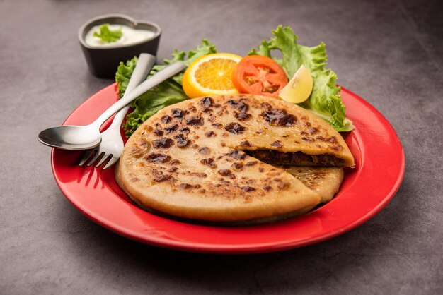 Keema Paratha Kip- of schapenvlees Gehakt Gevuld flatbread