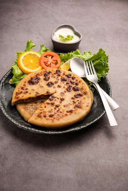 Keema Paratha Kip of schapenvlees Mince Gevulde platbrood
