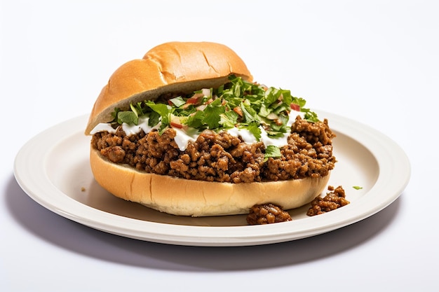 Keema Pav Burger In White Background