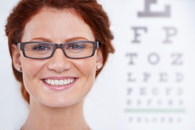 Keeping sight of whats important Portrait of a cheerful woman ready for an eye test