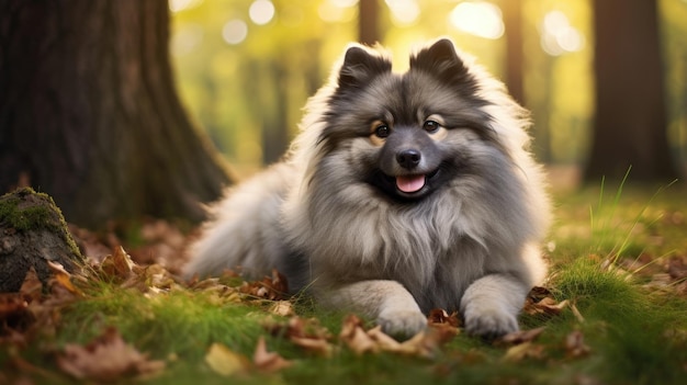 Keeshond dog showcasing its friendly and intelligent demeanor