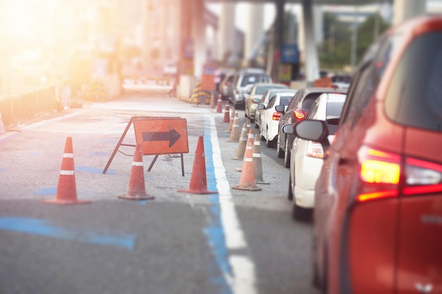 Kegelbarrières voor stop voer rijstrook in