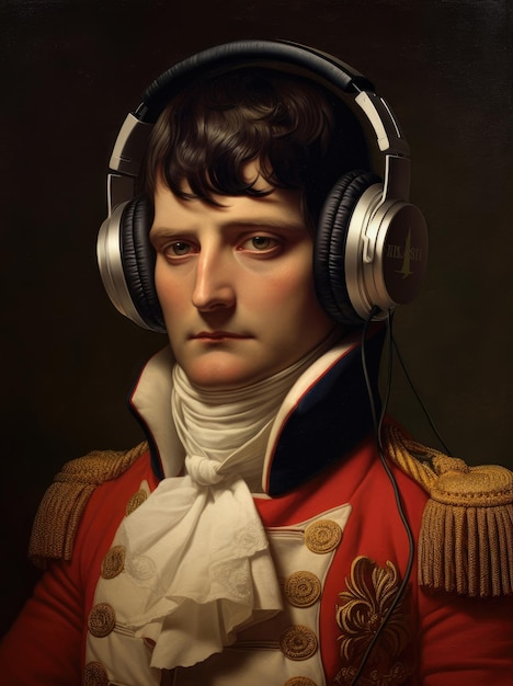 Keizer Napoleon Bonaparte met koptelefoon