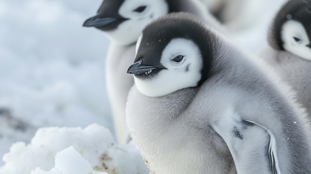 Keizerlijke pinguïnkuikens Keizerlijke Pinguïns kuikens bij Snow Hill Generative Ai
