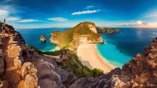 Kelingking beach in nusa penida island bali in indonesia