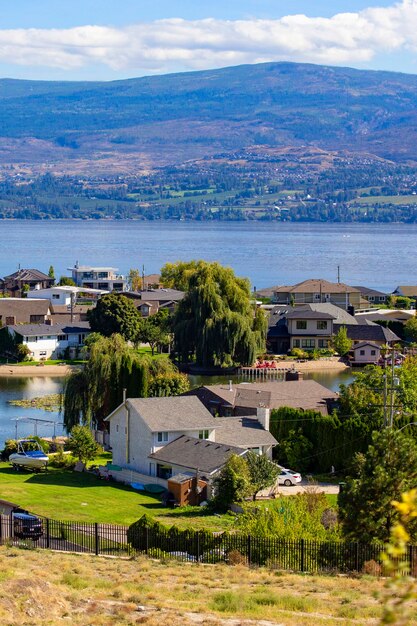 Kelowna vineyards. Vineyard landscape in British Columbia, Kelowna, Canada