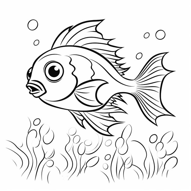 Photo kelp greenling illustration hand drawn cute coloring book kawaii line art