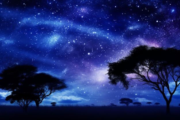 Keniaanse nachtelijke hemel met sterren en sterrenstelsels