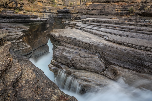 Kenmerkende bochtige mistaya canyon mistaya river banff national park albertacanada