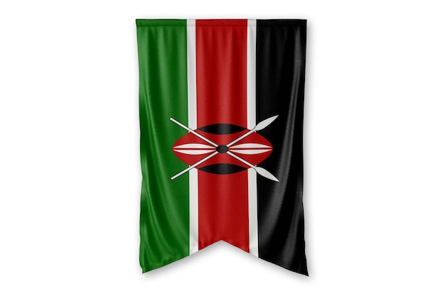 kenya flag hang on a white wall background image