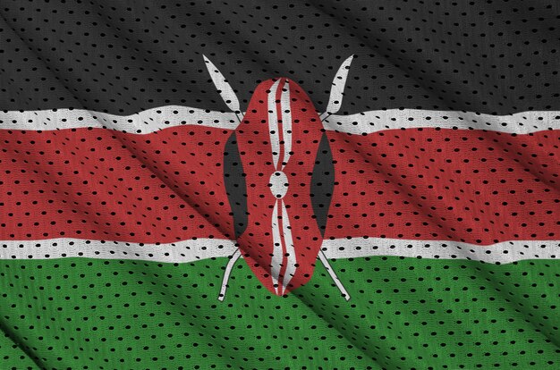 Foto bandiera del kenya stampata su una rete di nylon poliestere