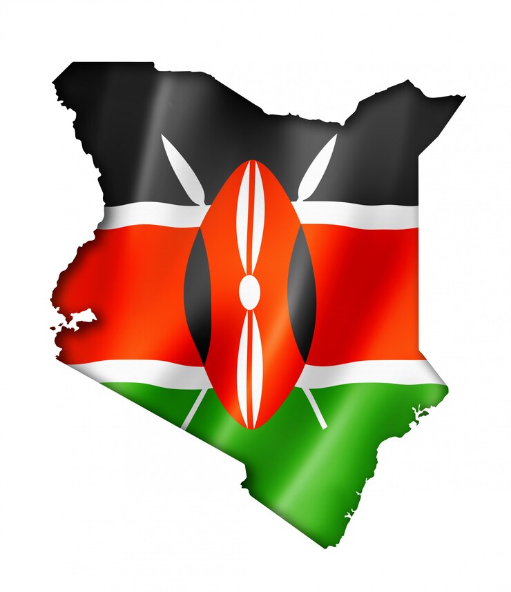 Photo kenyan flag map