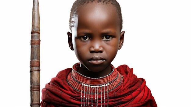Kenyan Maasai Youth on Transparent Background